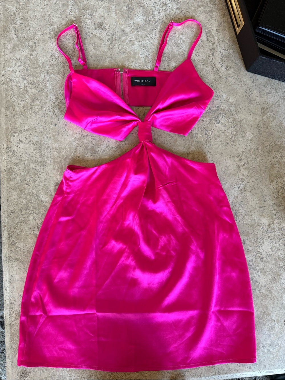 White Fox Pink Cutout Satin Mini Dress